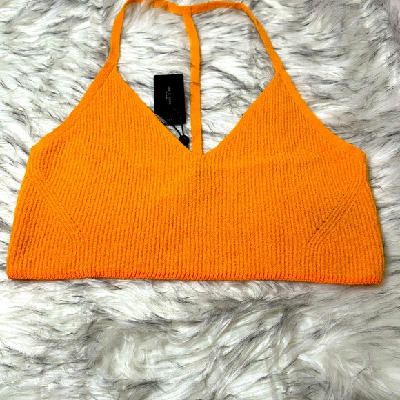NEW RAG AND BONE Soleil Stretch Ribbed Bra Top Size L Orange color - Picture 5 of 8